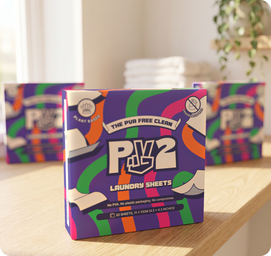 PV2 laundry detergent sheets box, front